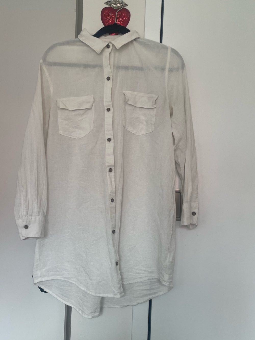 White button up dress, linen feeling